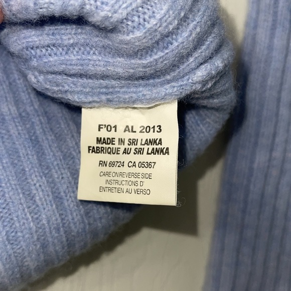 Columbia Lambswool Powder Blue and Gray Ribbed Mock Turtleneck Sweater Size M - Picture 5 of 6
